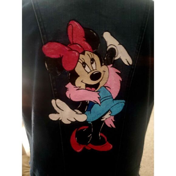 NEW CATO MINNIE MOUSE HAND PAINTED DENIM VEST - Picture 2 of 3
